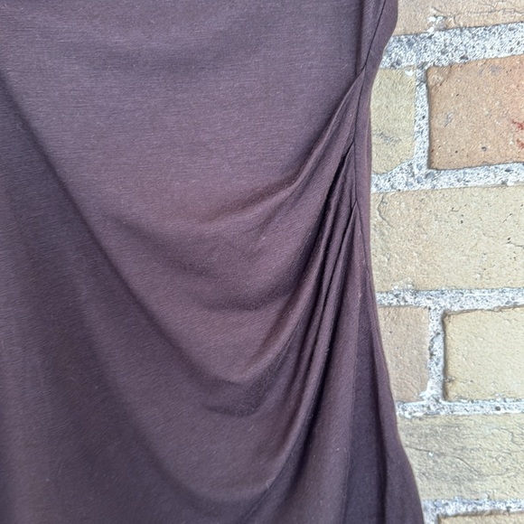 Three Dots Brown Drape Neck Top - Picture 2 of 4